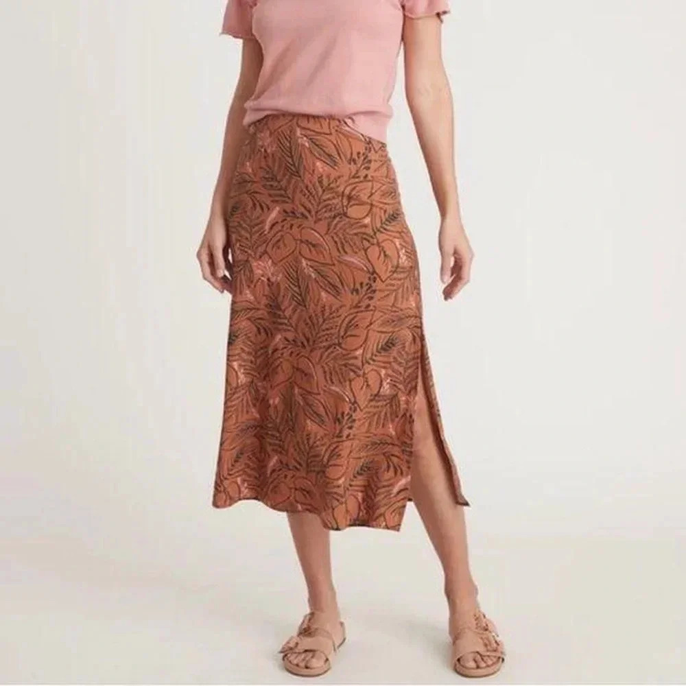 NWT Marine Layer Ryan Midi Slip Skirt in Sierra Foliage